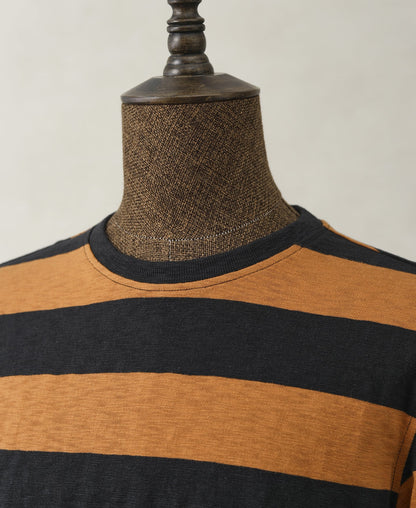 Wide Striped Long Sleeve T-Shirt - Black/Orange