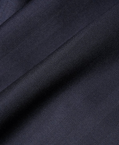 Herringbone Double-Breasted Suit Jacket - Navy