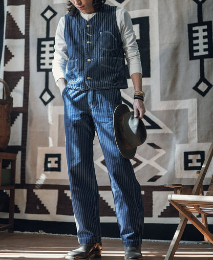 Wabash Stripe Work Vest - Indigo