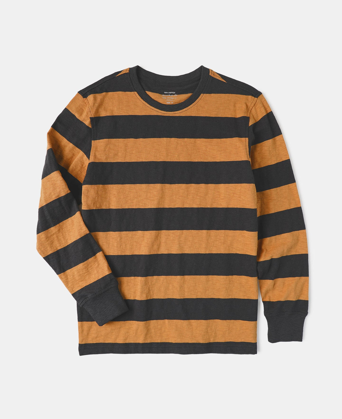 Wide Striped Long Sleeve T-Shirt - Black/Orange