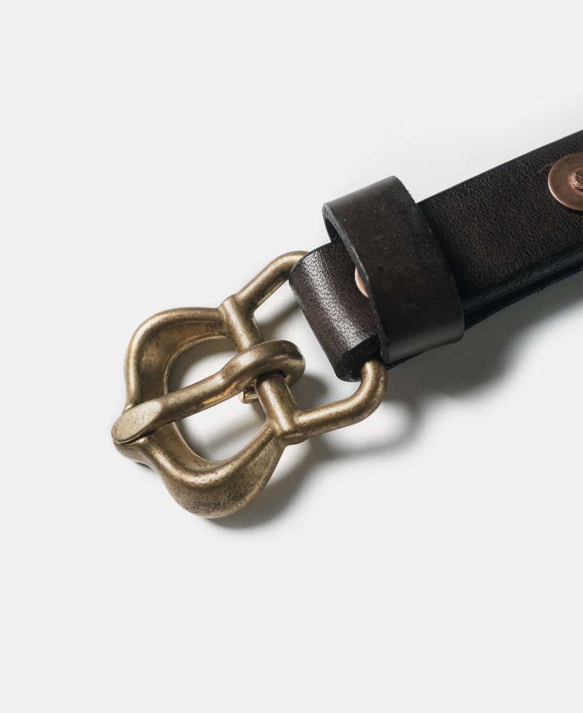 Brass Buckle Cowhide Belt - Brown