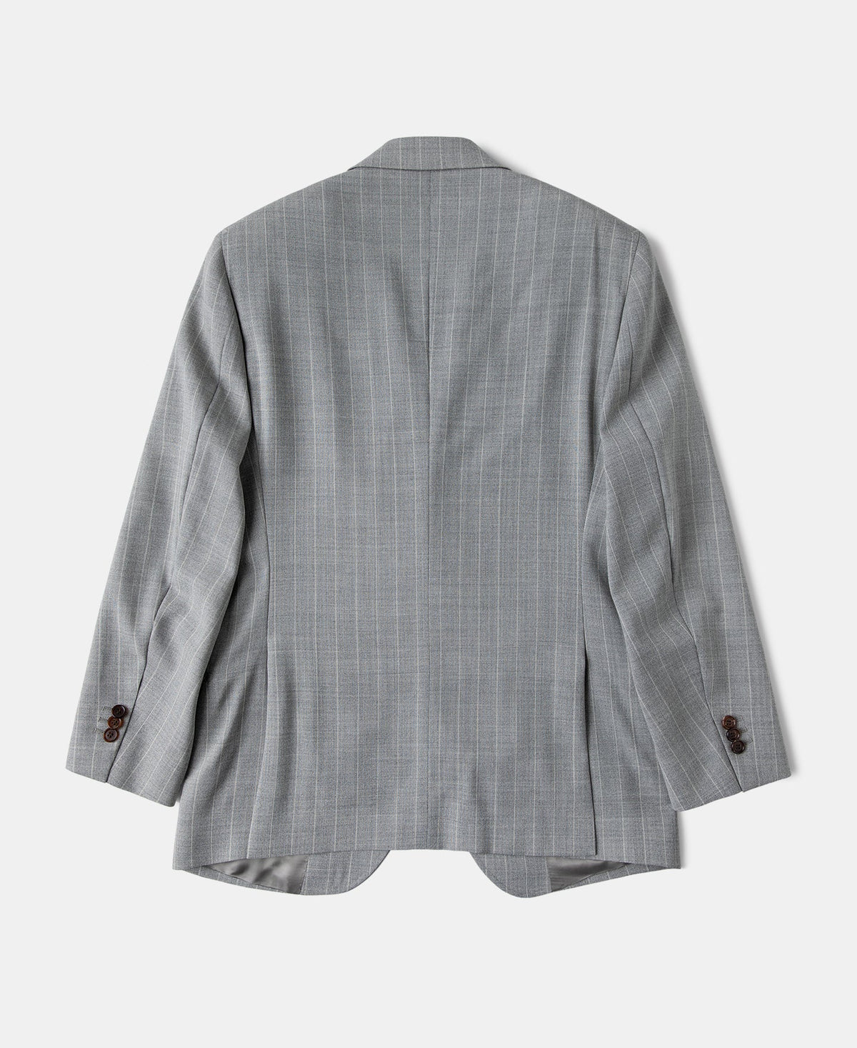 Gray Striped Wool-Blend Suit Jacket - Single-Breasted Peak Lapel