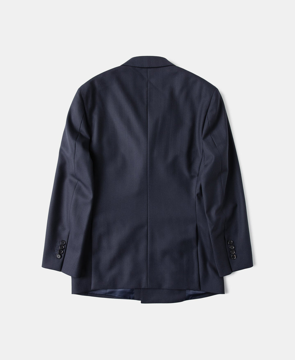 Herringbone Double-Breasted Suit Jacket - Navy