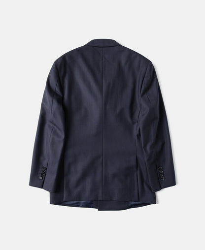 Herringbone Double-Breasted Suit Jacket - Navy