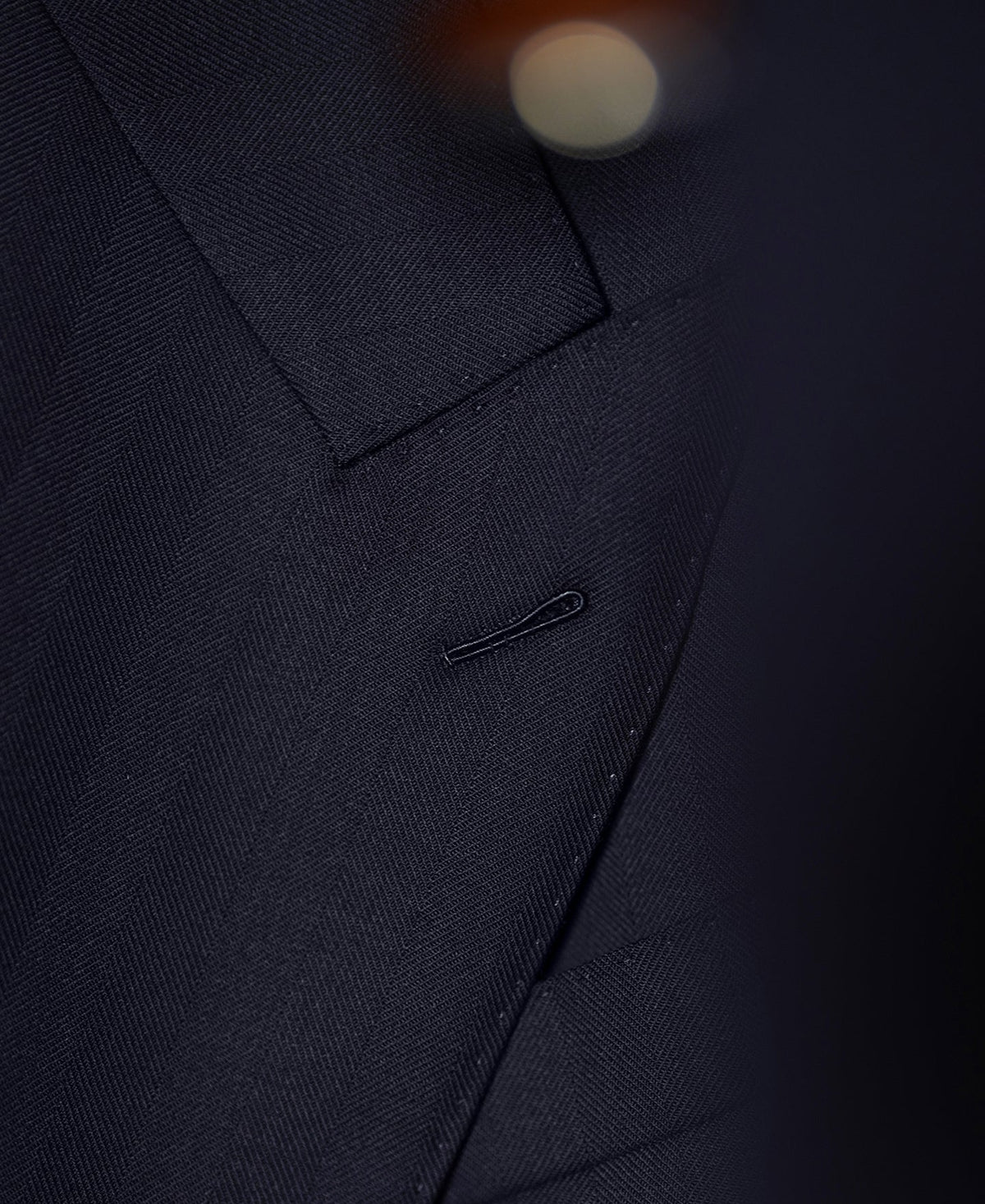 Herringbone Double-Breasted Suit Jacket - Navy