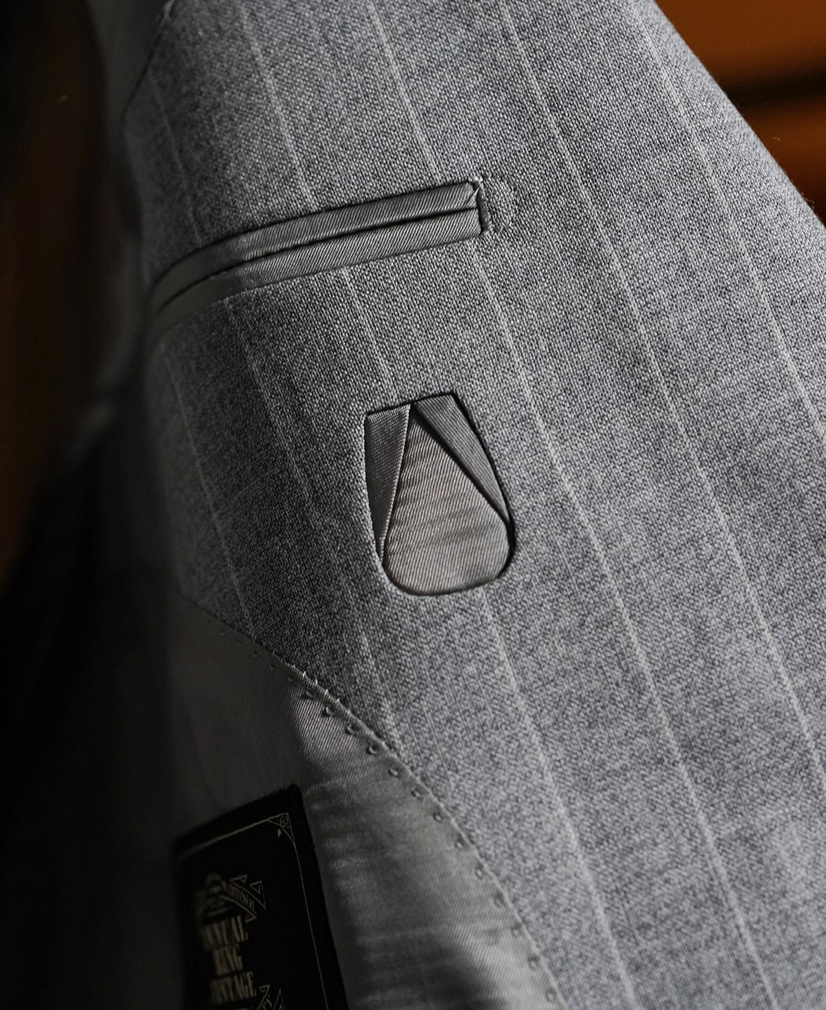 Gray Striped Wool-Blend Suit Jacket - Single-Breasted Peak Lapel