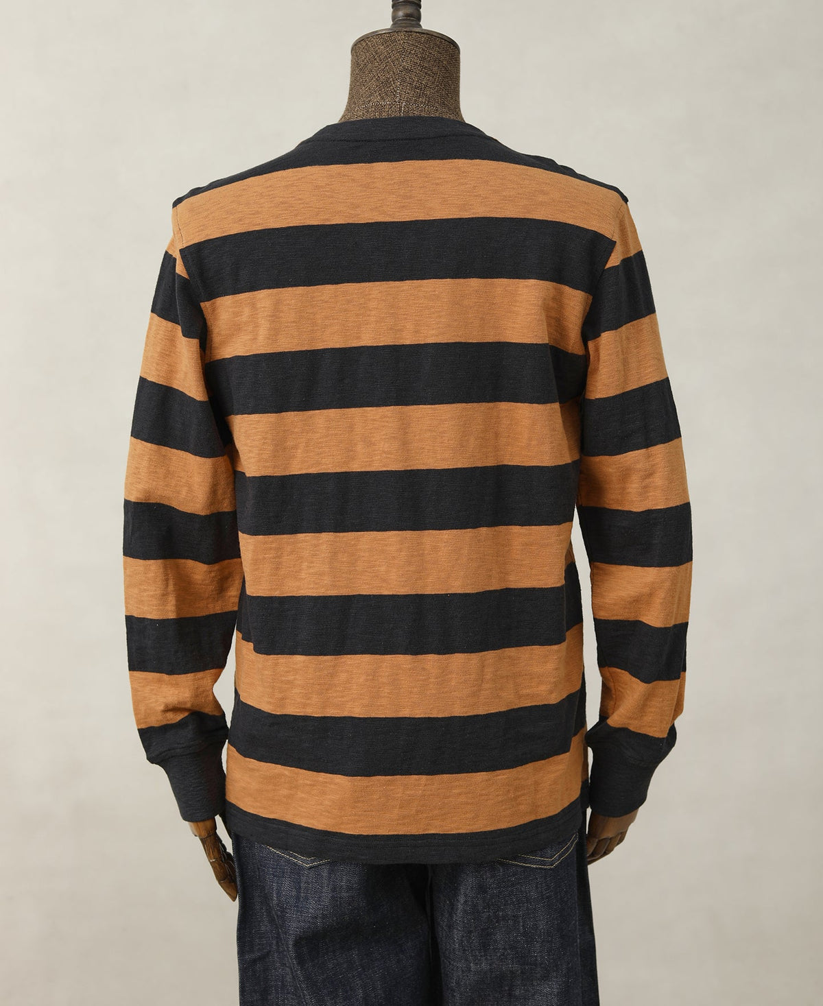 Wide Striped Long Sleeve T-Shirt - Black/Orange