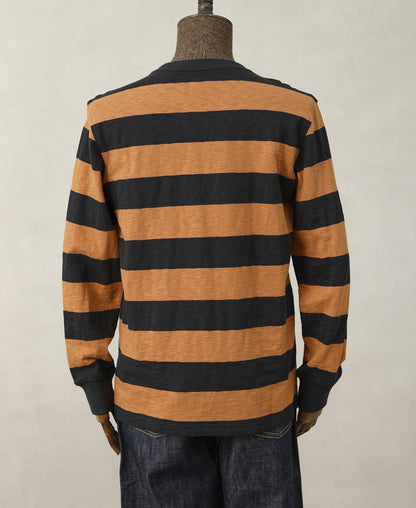 Wide Striped Long Sleeve T-Shirt - Black/Orange