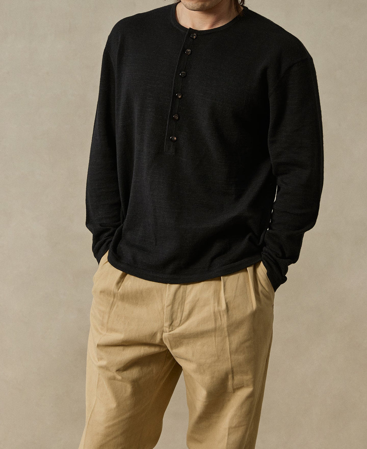Wool-Hemp Blend Henley Shirt