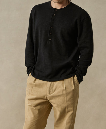 Wool-Hemp Blend Henley Shirt