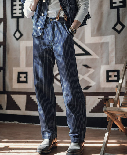 Wabash Stripe Work Pants - Indigo