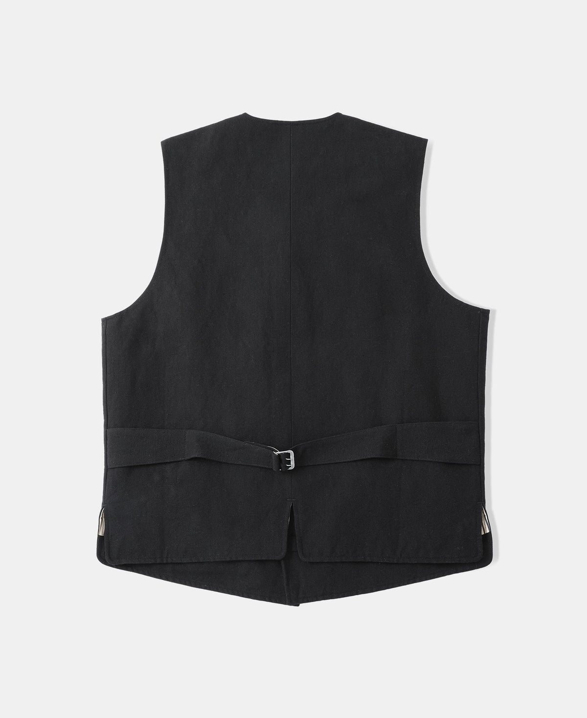 Textured Linen-Cotton Blend Vest - Black